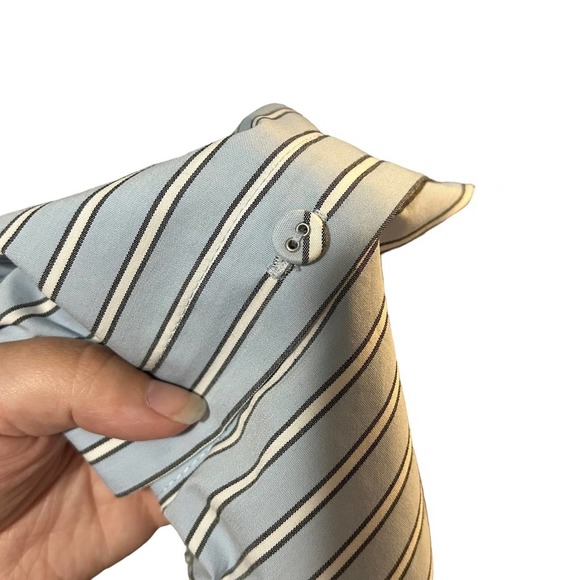 J Jill Striped Blue Button Down Cotton Blend Top - Picture 5 of 13